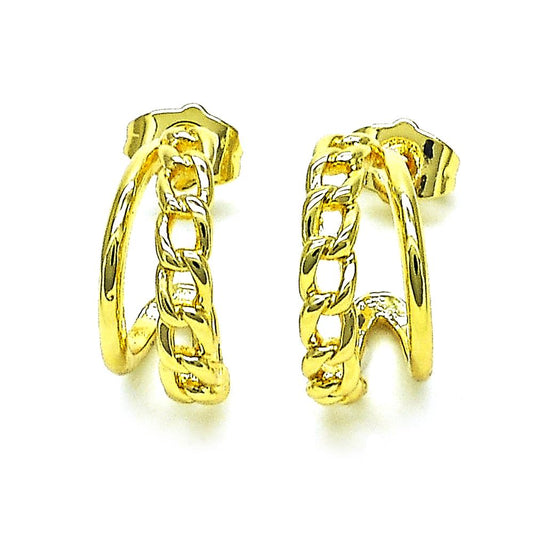 Pantallas Stud Eslabón/ Cadena, Gold Filled, Cierre "Pushback"