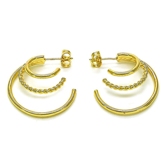 Pantallas Argollas Diseño Trio, Gold Filled