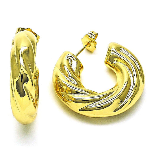 Pantallas Stud Hoops Twist Chunky, Gold Filled, Cierre "Pushback"
