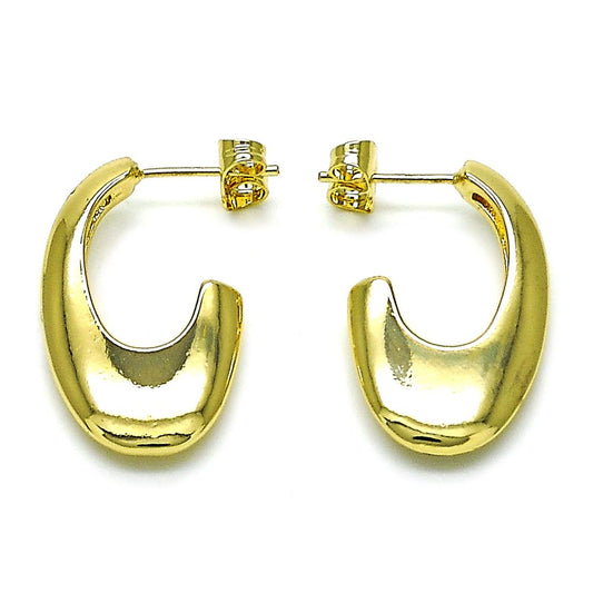 Argollas Ovaladas, Corazón Rosado, Gold Filled, Cierre "Pushback"
