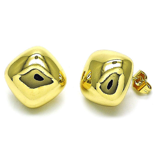 Pantallas Stud, Cuadrado Inflado, Gold Filled, Cierre "Pushback"