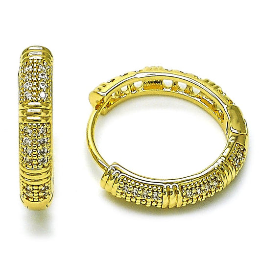 Pantallas Huggies Medium, Micro Pave, Zirconia Clear, Gold Filled