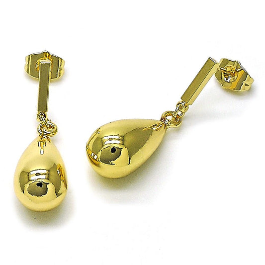 Pantallas Gota Ovalada Colgante, Gold Filled, Cierre "Pushback"