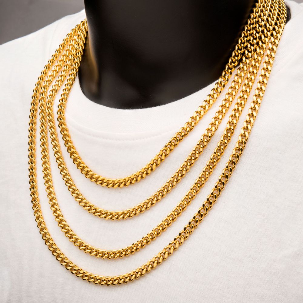 8mm 18Kt Gold IP Miami Cuban Chain Necklace