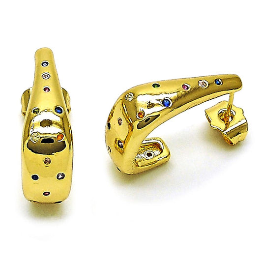Pantallas Ovaladas, Zirconias Bezel Multicolor, Gold Filled, Cierre "Pushback"