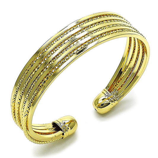 Pulsera Bangle, Multi- Effect, Diamond Cut y Lisa, Gold Filled