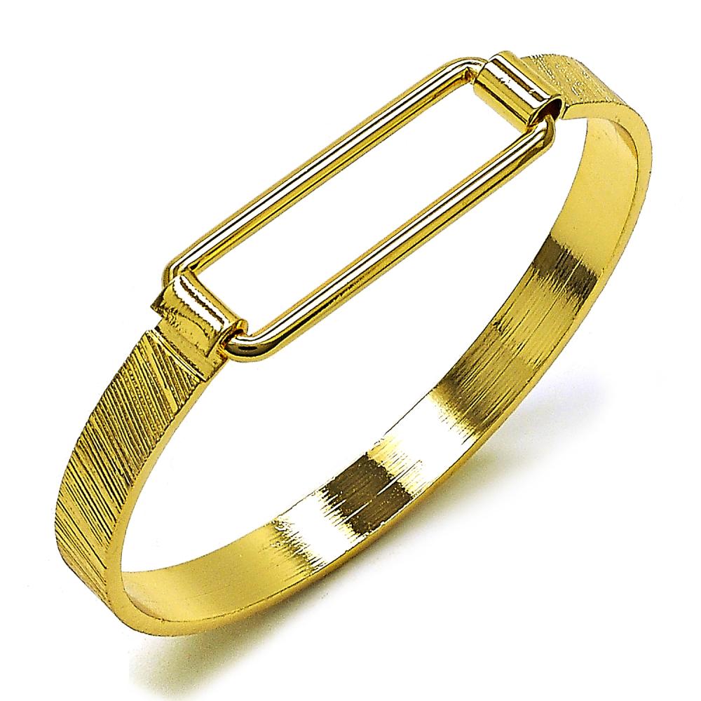 Pulsera Bangle, Cerradura Cuadrada, Gold Filled