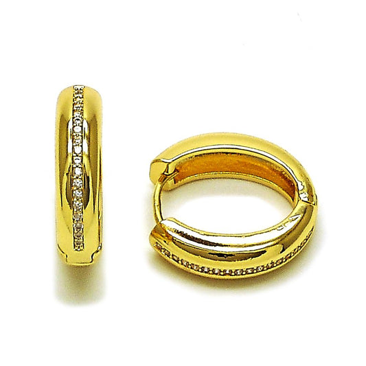 Pantallas Hoops Chunky, Zirconia Blanca, Gold Filled