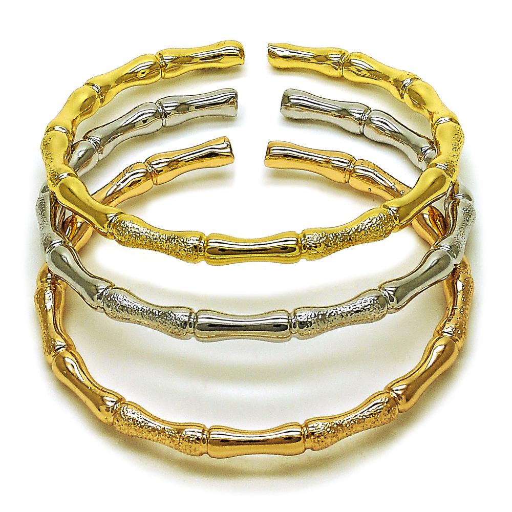 Pulsera Bangles Trio, Tri- Color, Gold Filled