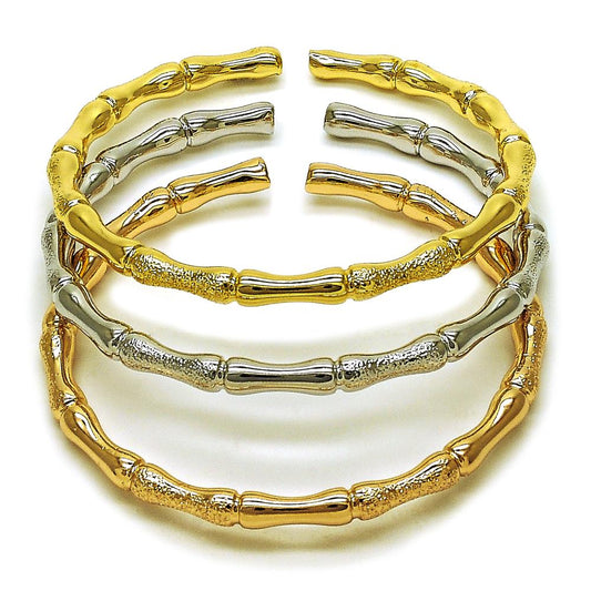 Pulsera Bangles Trio, Tri- Color, Gold Filled