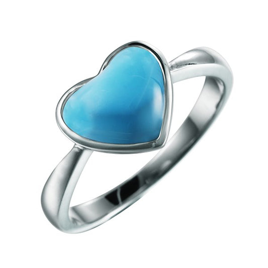 Heart and larimar stone ring