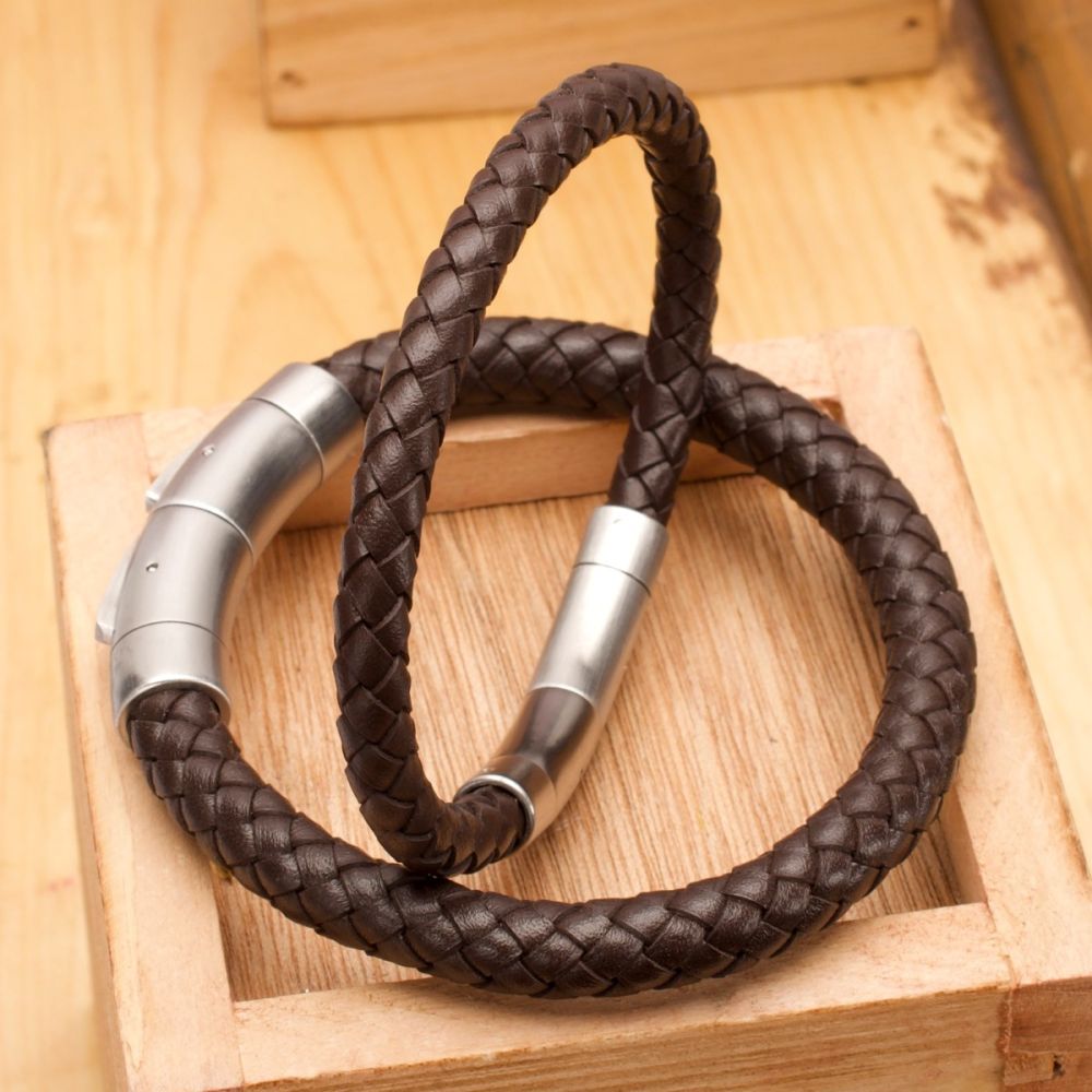 8mm Genuine Full Grain Cowhide Leather Bracelet