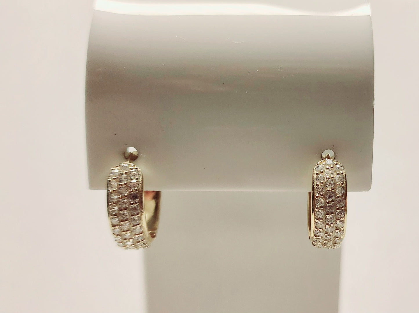 Pave Hoop Earrings Gold 10kt