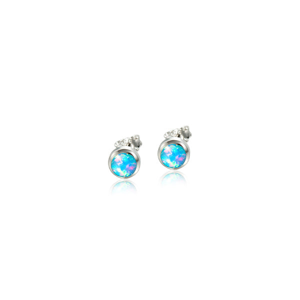 Opal Sterling Silver Stud Earrings