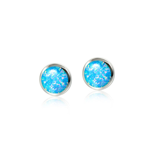 Opal Sterling Silver Stud Earrings