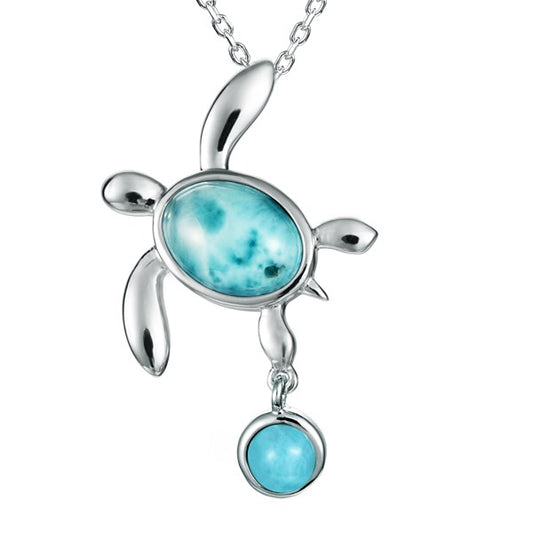 Turtle charm in larimar and circle