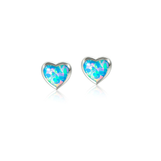 Heart-shaped opal stud earrings 8mm