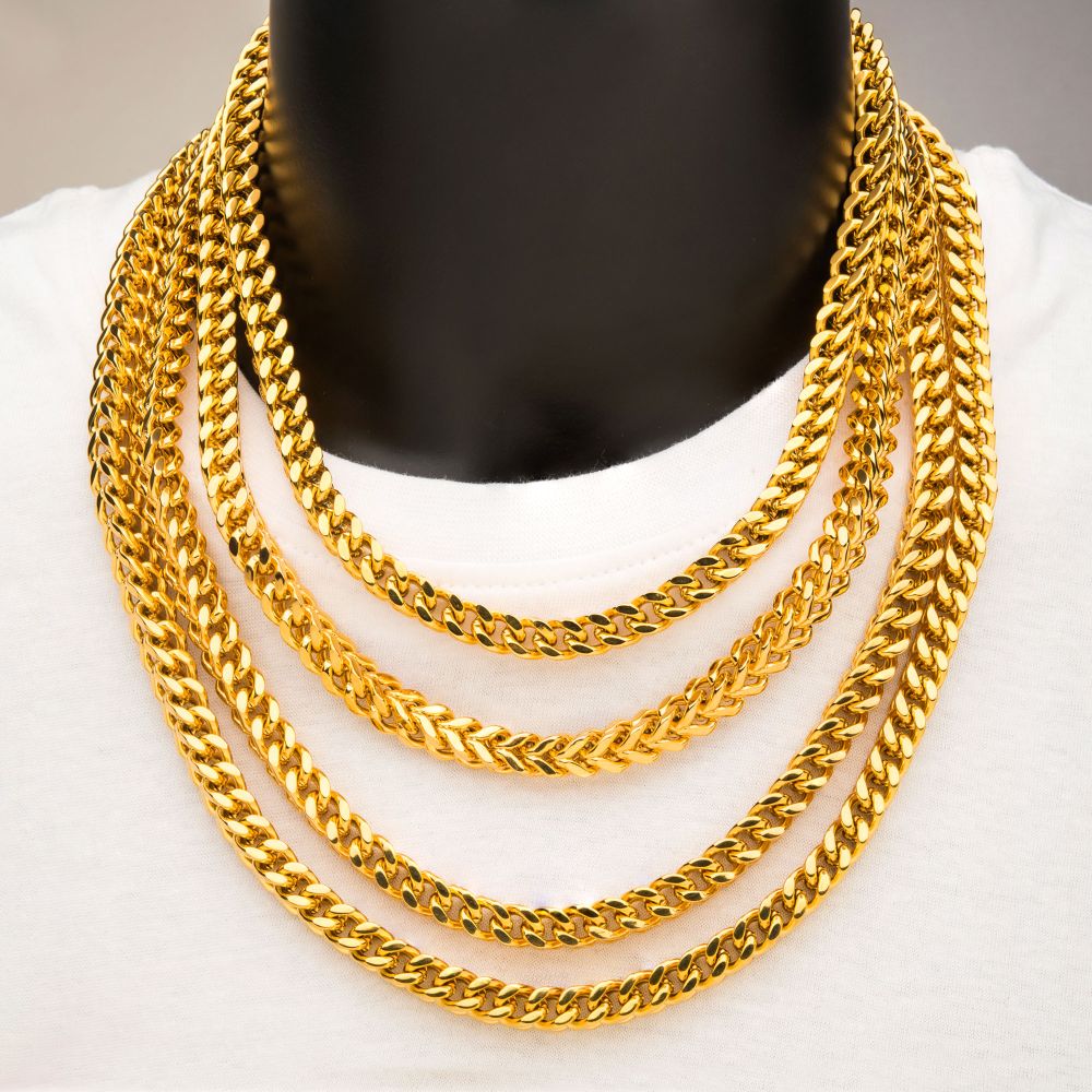 6mm 18Kt Gold IP Franco Chain Necklace