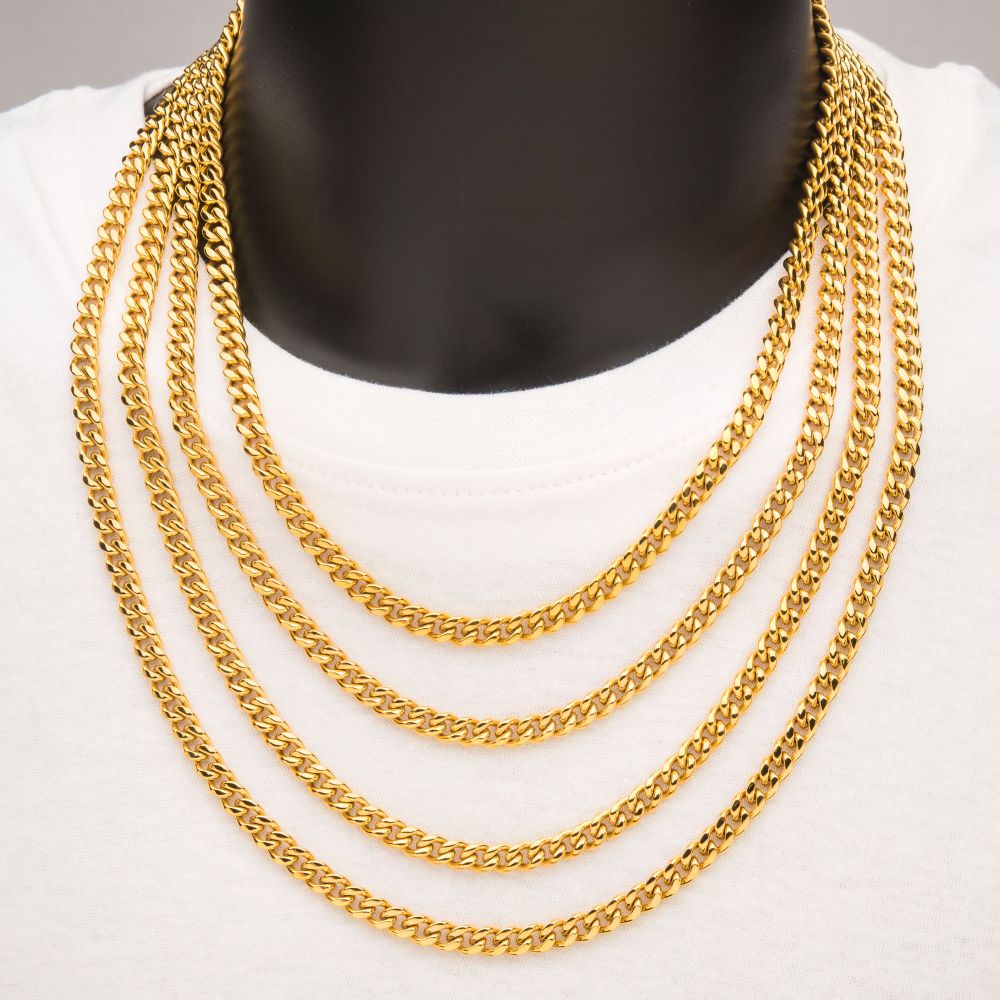 8mm 18Kt Gold IP Miami Cuban Chain Necklace