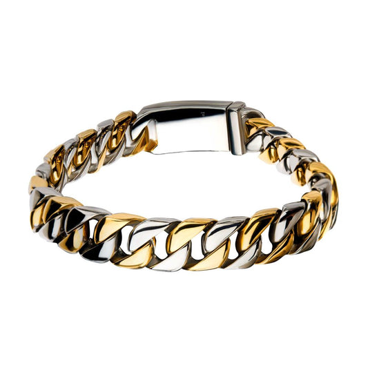 Steel Gold IP Curb Chain Bracelet