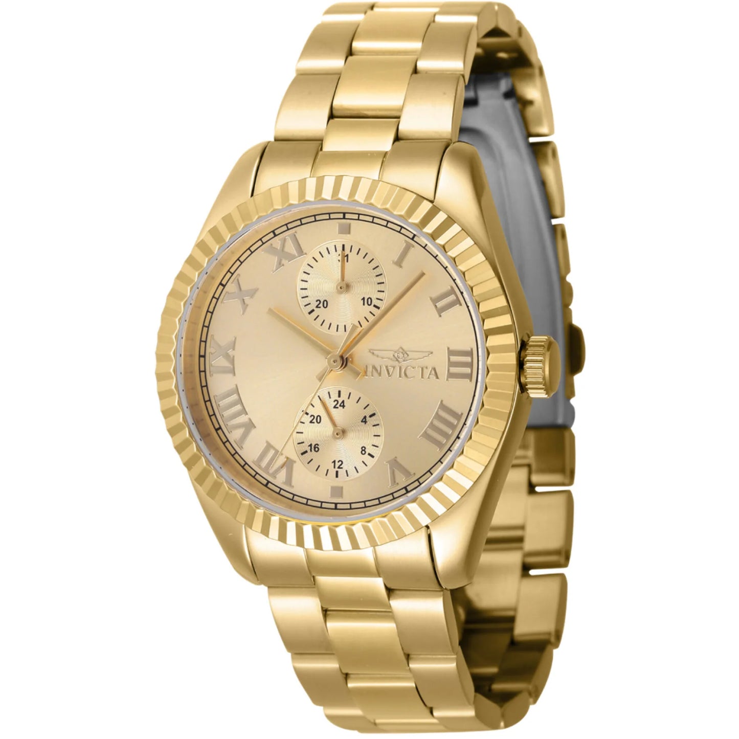 Specialty GMT Quartz Gold Dial Ladies Watch