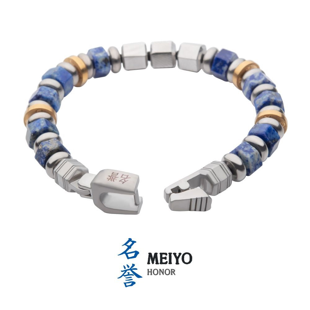 8mm Mokume Gane and Lapis Lazuli Beads Bushido Virtue Bracelet - MEIYO: Honor