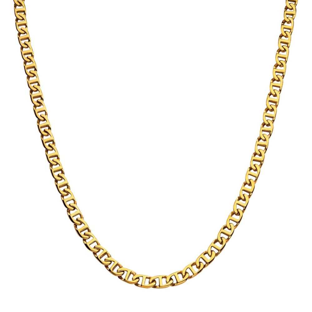 8mm 18Kt Gold IP Mariner Link Chain Necklace