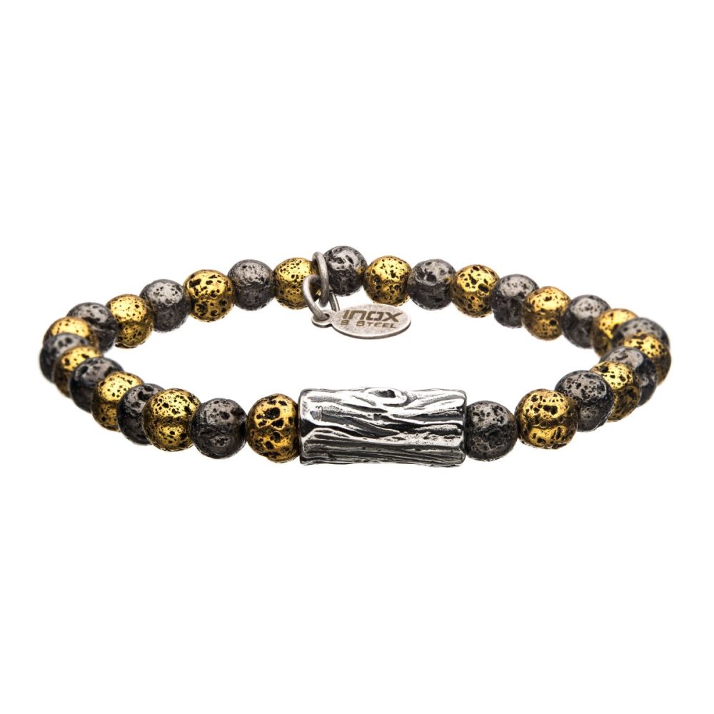 6mm Gold Beads with Hematite Beads String