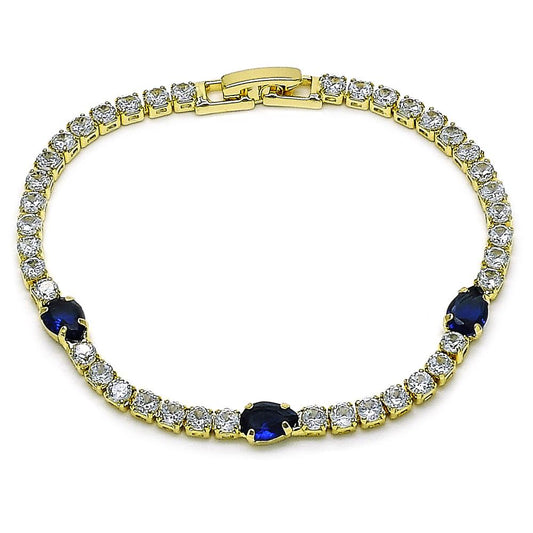 Brazalete tenis diseño lágrima azul zafiro y blanco