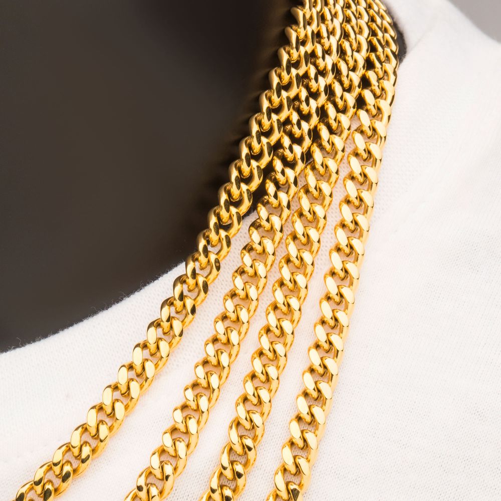 8mm 18Kt Gold IP Miami Cuban Chain Necklace