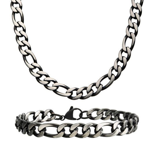 8mm Steel Figaro Chain Set