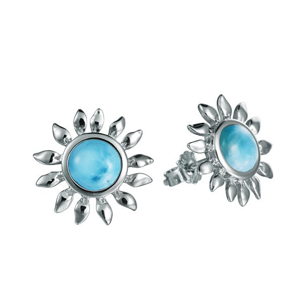 Larimar Sunflower Post Earrings