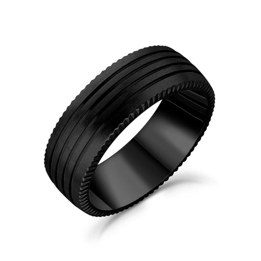 Matte Black 4 Lined Diamond Ring