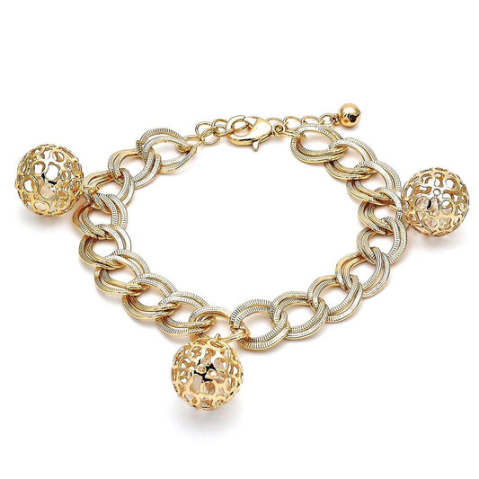 Bracelet with hanging charms in Laminated Gold