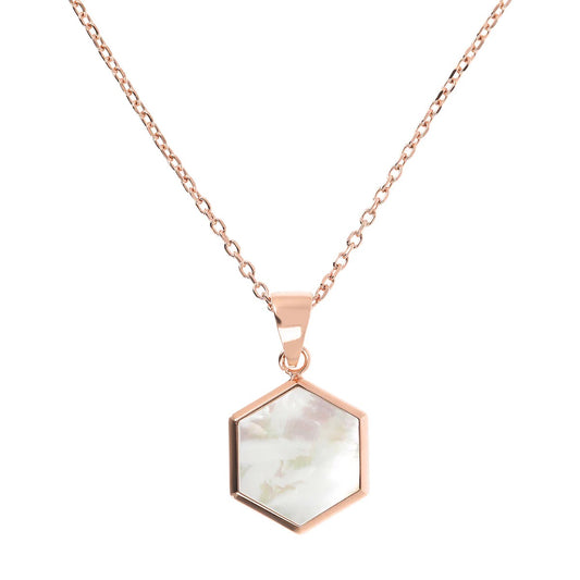 Forzatina Chain Necklace with Small Hexagon Pendant in Natural Stone