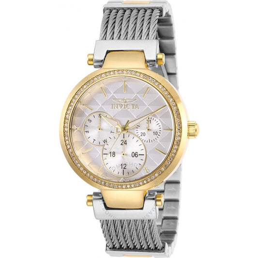 Angel Quartz Crystal White Dial Ladies Watch