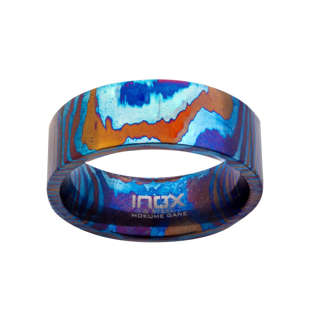 Raindrop Pattern Mokume Gane Inlay Titanium Ring