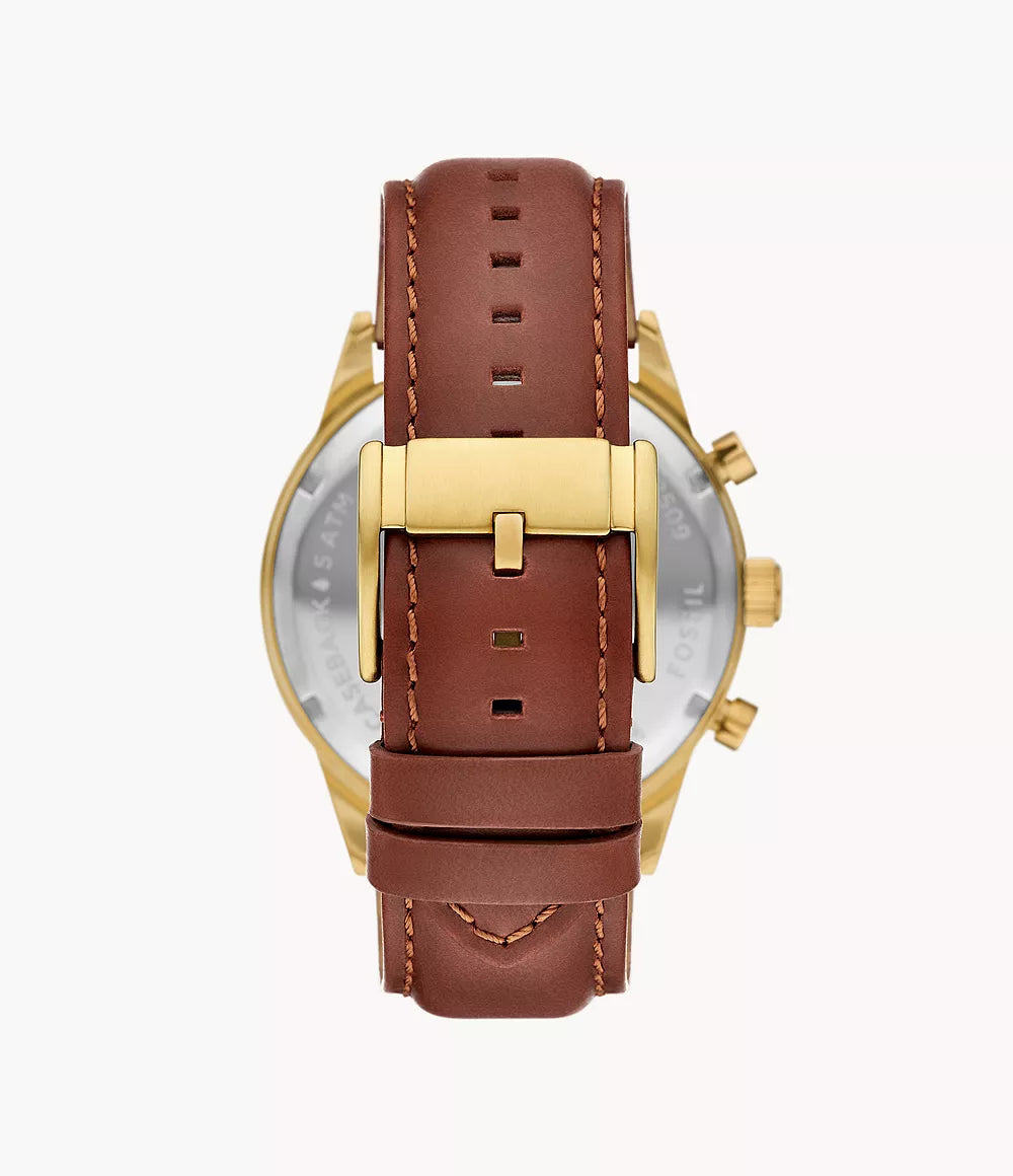 FOSSIL Flynn 48mm Chronograph Brown Leather Watch