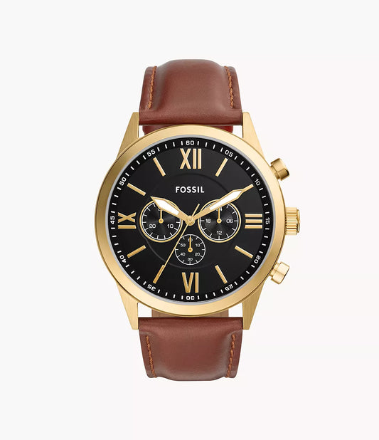 FOSSIL Flynn 48mm Chronograph Brown Leather Watch