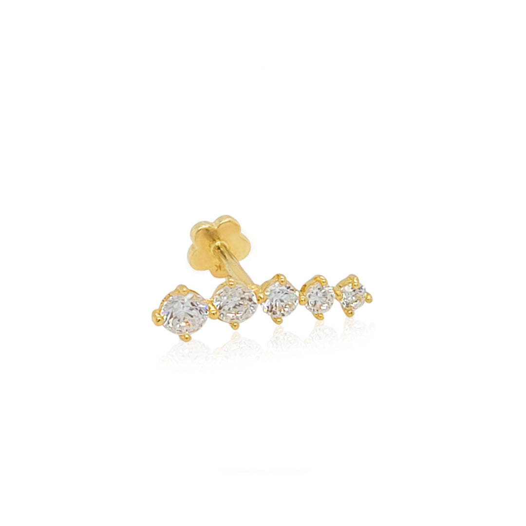 14K Cartilage Piercing: Trickling Cubic Zirconia (CZ) Bar With 8mm Tube.