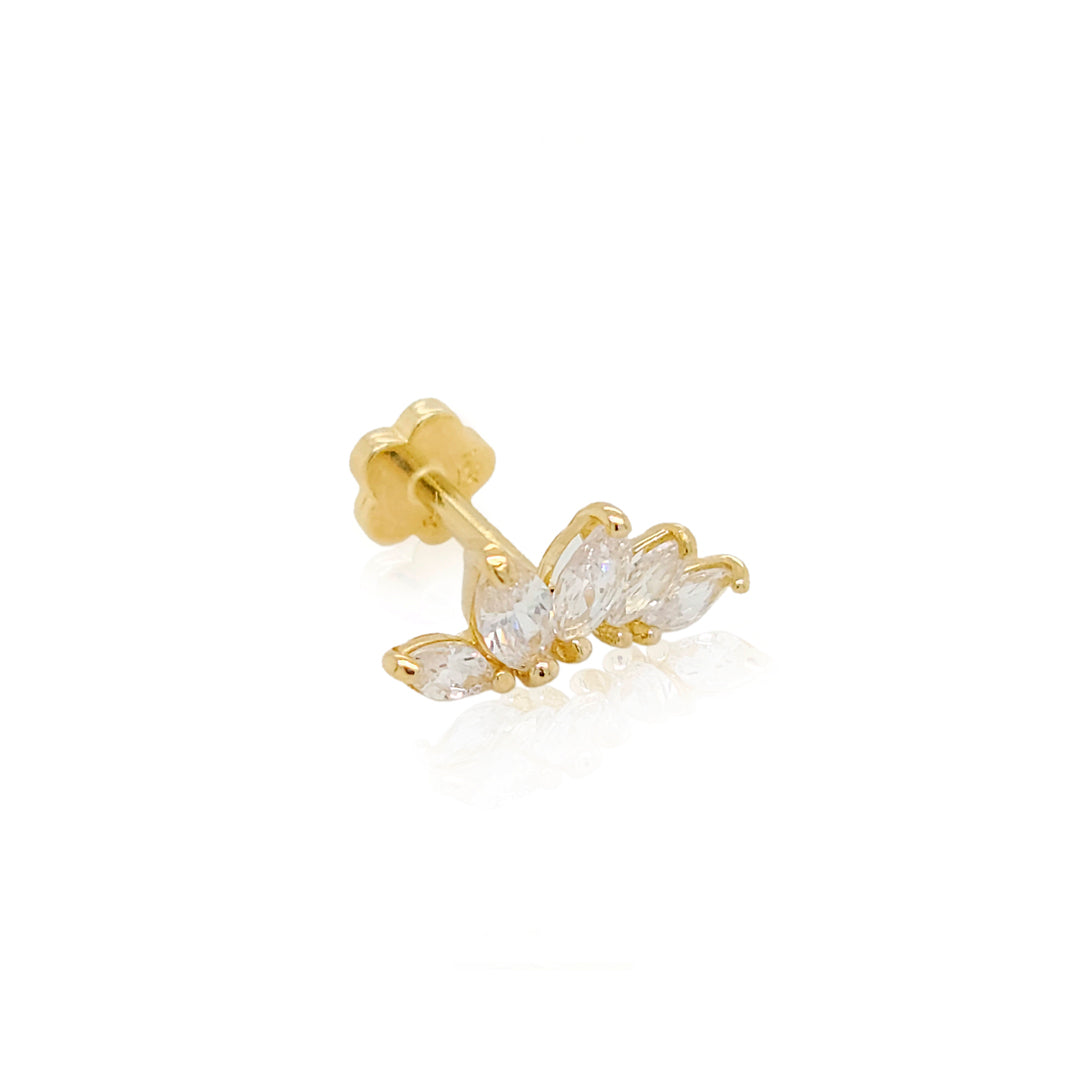 14K Cartilage Piercing: Marquise Crawler Cubic Zirconia (CZ) With 8mm Tube.