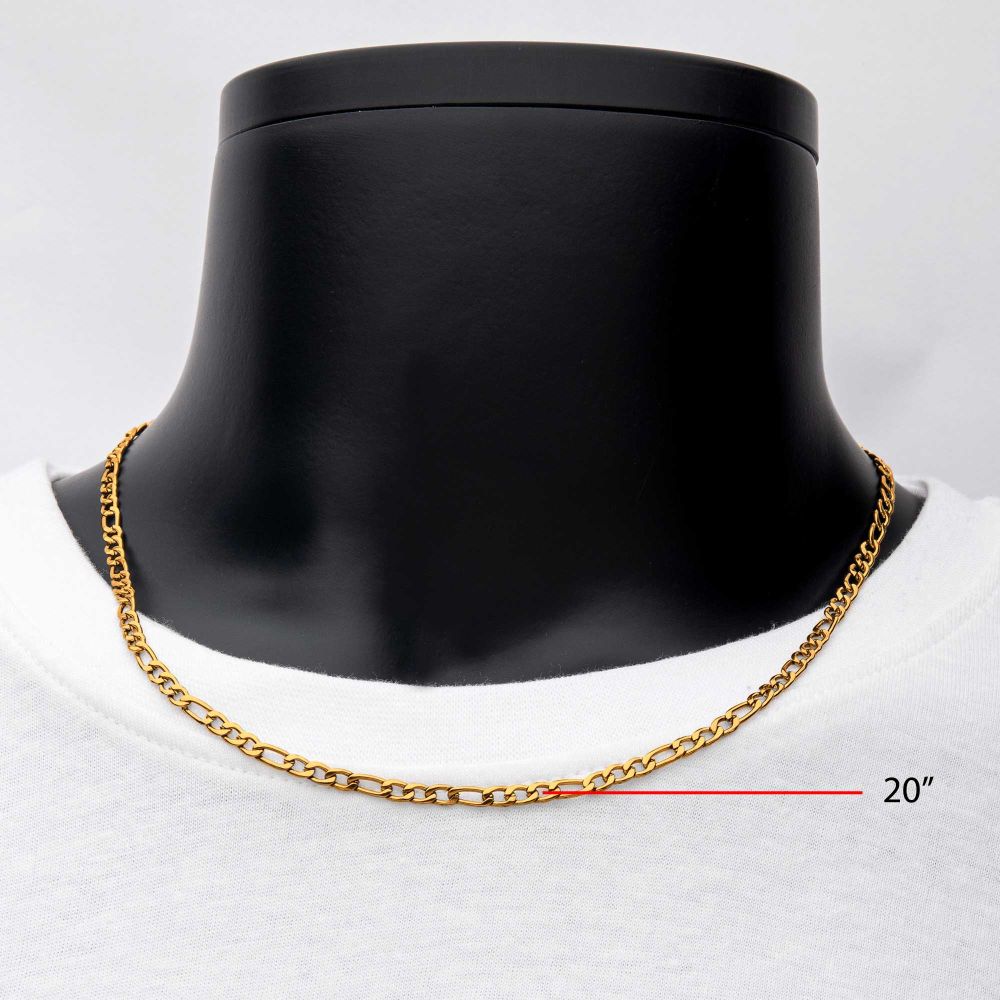 4mm 18Kt Gold IP Figaro Chain Necklace