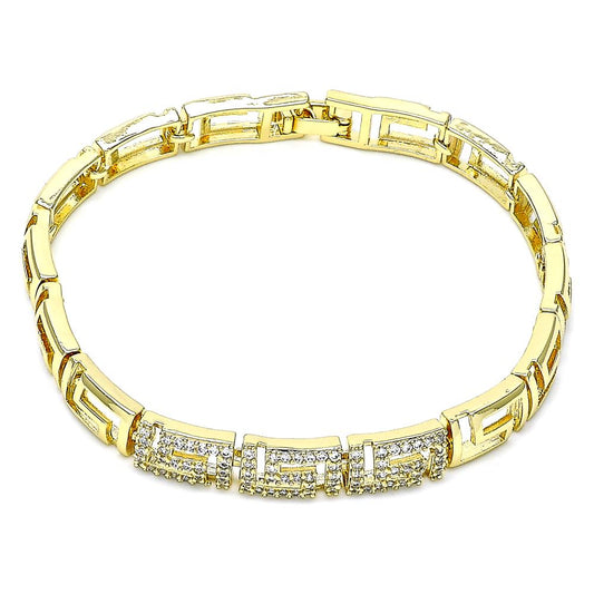 Pulsera diseño llave griega con circonia blanca