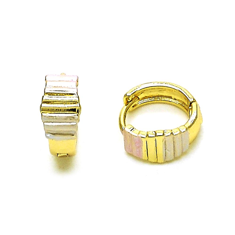 Aro Huggie pequeña corte diamante tricolor