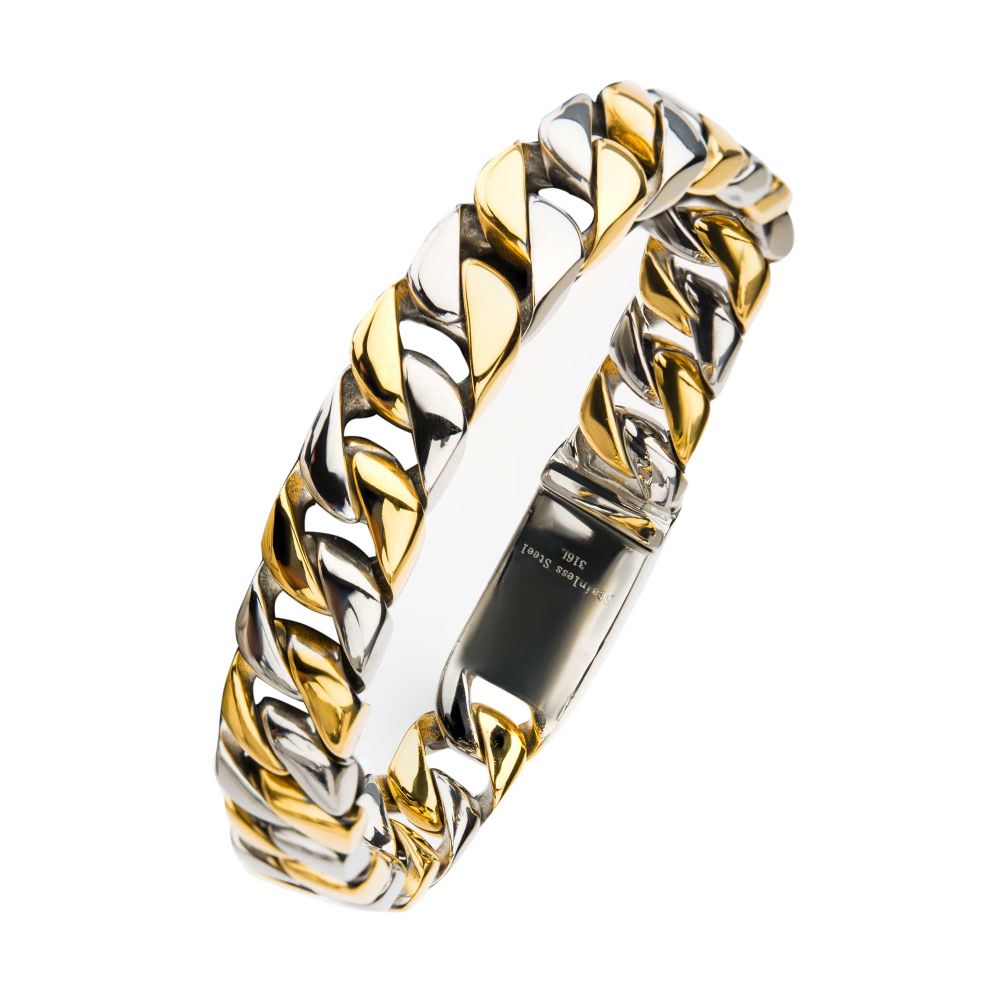 Steel Gold IP Curb Chain Bracelet