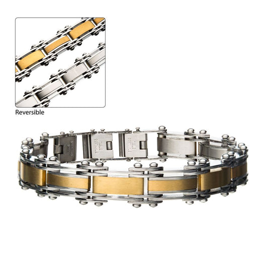 Steel & Gold IP Reversible Bracelet