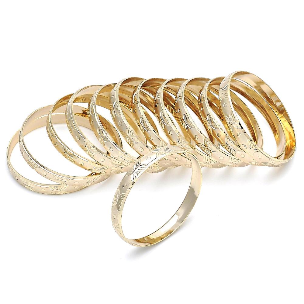 Bangle bracelets, three tones