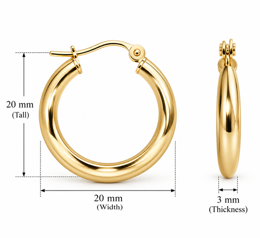 Argolla Oro 10kt Lisa Clásica Puffed Medium