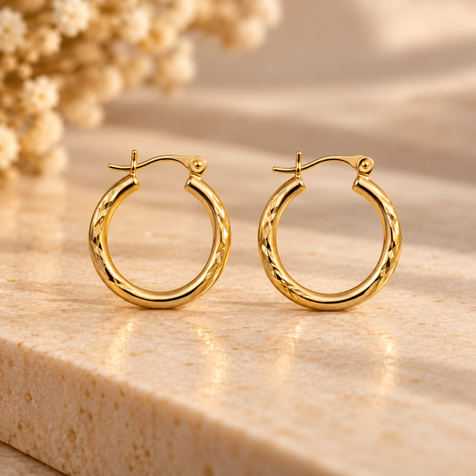 Argollas Hoops Oro 10kt Relieve