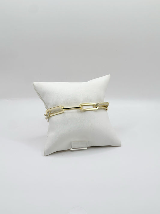 Pulsera Paperclip Zirconia Fancy, Plata 925, 14kt Rhodium Plated